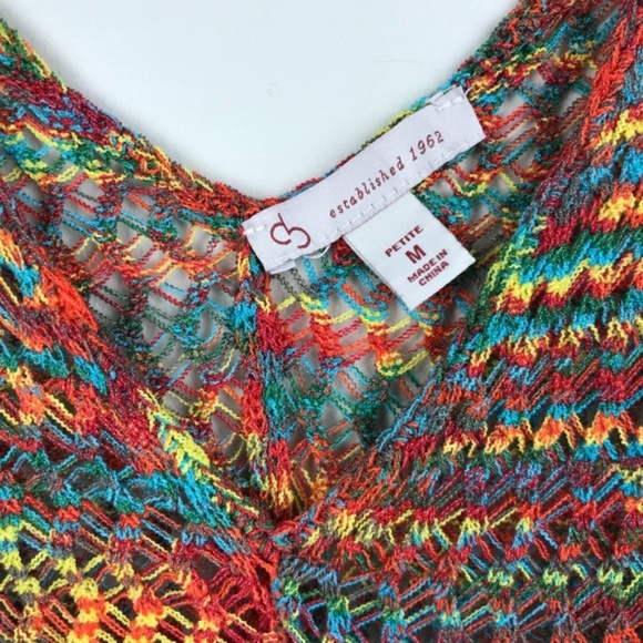 Crocheted colorful knit top Petite Medium - Picture 3 of 7